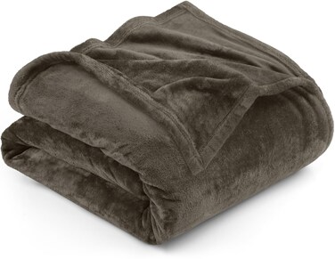 Utopia Bedding Fleece Blanket King Size Brown 300GSM Luxury Fuzzy Soft Anti-Static Microfiber Bed Blanket (90x102 Inch)