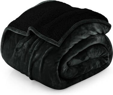 Utopia Bedding Sherpa Blanket Queen Size (Black, 90x90 Inches) - Soft Lightweight Plush Fleece Reversible Blanket for Bed, Sofa, Couch, Camping and Travel