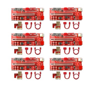 Pcie Riser Mining Card - GPU Risers V014 Pro PCI-Express 1X to 16X Riser Adapter with 10 Solid Capacitors for Bitcoin Ethereum BTC ETH Miner Rig (6 Pack)