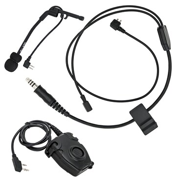 Y Cable Connector Boom Mic K U94 PTT Adapter kit Compatible with COMTA Tactical Headset
