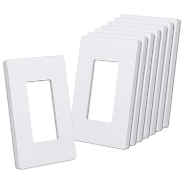 CML Matte White Decorator Screwless Wall Plate, 8 Pack 1-Gang Outlet Covers and Switch Plates, Scratch and Impact Resistant, Hidden Screws, Polycarbonate, Standard Size 2.91&rdquo; X 4.68&rdquo;