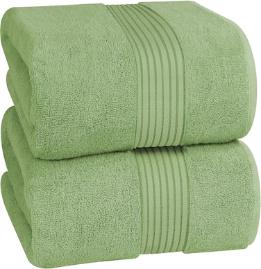 Utopia Towels Premium Jumbo Bath Sheet 2 Pack, 100% Cotton Highly Absorbent and Quick Dry Extra Large Bath Towel, Super Soft Towel, 35 by 70 Inches, Green