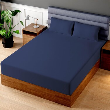 Superity Linen Fitted Sheet - 100% Cotton RV Size Mattress Cover - Soft, Smooth, and Comfortable - 200 Thread Count - Bed Sheet Stretches to 14 inches for Snug Fit.