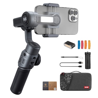 ZHIYUN Smooth 5S Combo- 3-Axis Gimbal with Smart Follow, Gimbal Stabilizer for iPhone 14/13/12/11 Pro Max X and Android Phone, for YouTube Facebook Live Stream - Gray