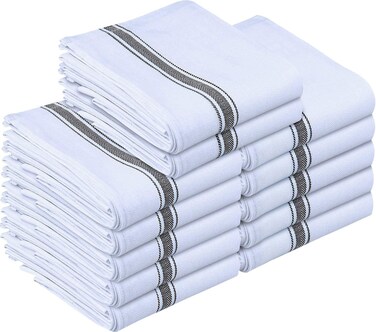 Utopia Towels Black Dish Towels [12 Pack - 15 x 25 Inches] 100% Ring Spun Cotton Highly Absorbent &amp; Reusable Cleaning Bar, Tea, Kitchen and Dishcloths Set - 200 GSM