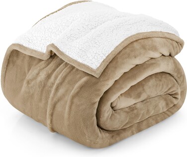 Utopia Bedding Sherpa Blanket King Size (Camel, 90x102 Inches) - Soft Lightweight Plush Fleece Reversible Blanket for Bed, Sofa, Couch, Camping and Travel