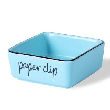 ONTUBE Ceramic Farmhouse Paper Clip Holders for Desk 3.3 Inch, Turquoise