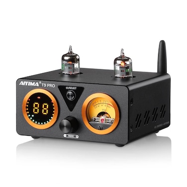 AIYIMA T9 PRO 200W Bluetooth Amplifier HiFi Digital Class D Power Amp 2.0/2.1 Channel Vacuum Tube DAC Amp with VU Meter &amp; Bass Treble Bluetooth 5.1 Coaxial Optical PC-USB inputs