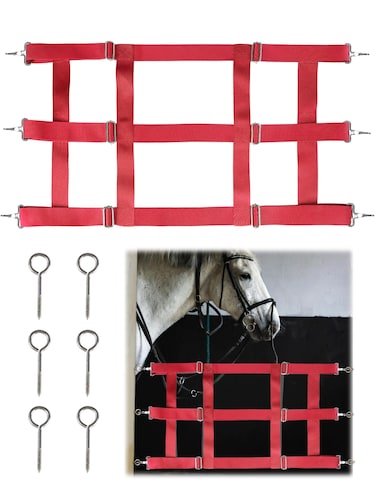 Harrison Howard Poly Double Layer Nylon Easy Installment and Adjustment 3 Slat Stall Guard for Horses Red