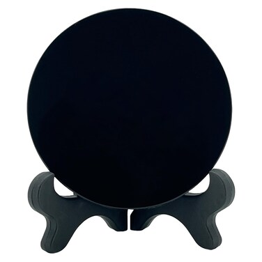Black Obsidian Scrying Mirror, Obsidian Mirror with Stand and Bag for Divination, Meditation, Healing, Feng Shui (80mm(3.1in))