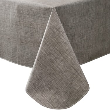LIBERECOO Vinyl Tablecloth with Flannel Backing, Premium Gray, Waterproof, Stain-Resistant, Easy-Clean Table Cover for Dining, Kitchen, and Outdoor Use, 60" x 84" Rectangle
