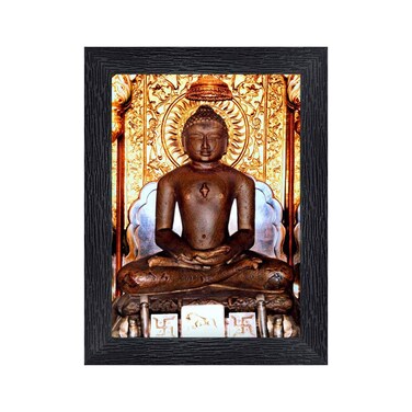 Xpression Decor Lord Mahavir Swami Jain God Religious Wood Photo Frames with Acrylic Sheet (Glass) for Worship/Pooja(photoframe,Multicolour,8x6inch)-20652