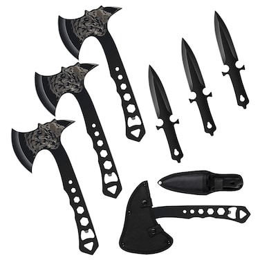 Throwing Stars, Throwing Axes and Tomahawks 3 Pack Set with Bottle Opener and Nylon Sheath, 10in Axe Throwing Game for Backyard Competition and Recreation