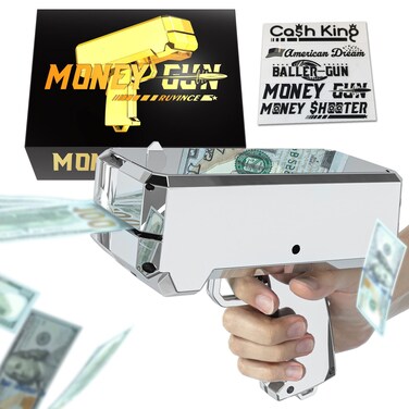 RUVINCE Money Gun Shooter Money Gun for Movies That Look Real, Prop Gun Make it Rain, Handheld Cash Gun for Game Movies Party