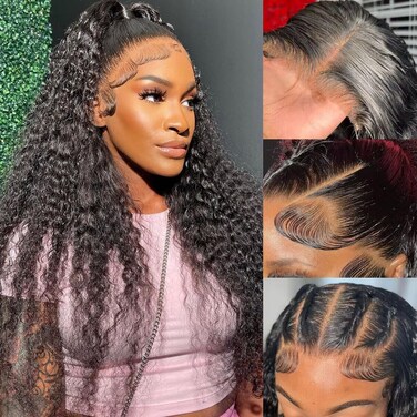 22 Inch Deep Wave Closure Wig 4x4 Deep Wave Lace Front Wigs Human Hair Pre Plucked 200% Density 9A Brazilian Virgin Wigs for Women Human Hair Glueless Wigs Human Hair