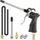 High Volume Air Blow Gun with Brass Adjustable Nozzle, Industrial Blower Gun with 2 Steel Extensions and 13.7 Inch Universal Hose, Pneumatic Air Compressor Accessory Tool
