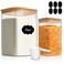 ComSaf Glass Food Storage Containers, 122/37 oz Glass Flour and Sugar Containers with Airtight Lids, Large Square Glass Jars with Bamboo Lids for Rice, Pasta, Oats, Grains, Cookies, Snacks, Candy
