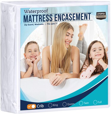 Utopia Bedding Zippered Mattress Encasement Crib, 100% Waterproof Bed Bug and Dust Mite Proof Mattress Protector, Absorbent Six-Sided Mattress Cover