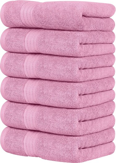 Utopia Towels 6 Piece Premium Hand Towels Set, 16 by 28 inches, 100% Ring Spun Cotton, Lightweight and Highly Absorbent Towels for Bathroom, Travel, Camp, Hotel, and Spa, Pink