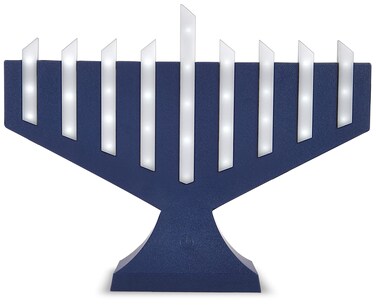 Exquisite Modern Artistic LED Menorah Lighted Rods Traditional Shape Yet Chic Electric Minorah Battery &amp; USB Chanukiah 3.5' Micro USB Cable Included Hanukkah D&eacute;cor by Zion Judaica