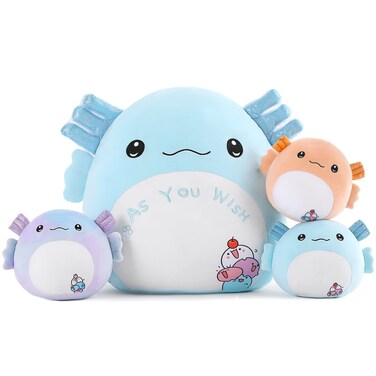 Tezituor 16&rdquo; Large Axolotl Plush Toy Throw Pillow - Jumbo Axolotl Stuffed Animals with Babies - Squishy and Cuddly Axolotl Plushie for Girlfriend,Kids,Teens, 4 Pieces in Total