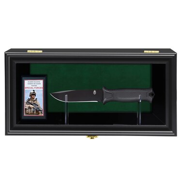 Knife Display Case collect Pocket Knife Display Stand Military Folding Single Knife Shadow Box Wall Mount Cabinet with UV Protection Acrylic Lockable