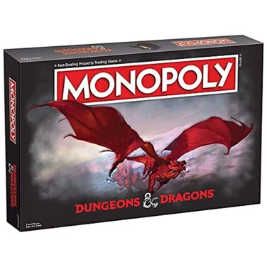 Winning Moves Dungeons and Dragons Monopoly Board Game, Play with Monsters Such as Beholder, Storm Giant and Demogorgon, Advance to Death Knight, Red Dragon and Lich, 2-6 Player Game for Ages 12 Plus