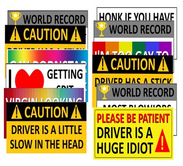 Funny Magnetic Bumper Stickers - Prank Magnets Combo Bundle