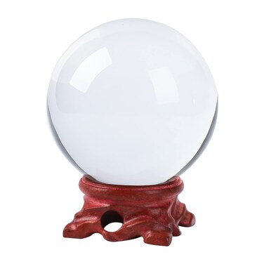 Crystal Ball 80mm Crystal Ball with Wooden Stand and Gift Box for Magic,lensball Photography,Family Decorative,Fortune Teller,Feng Shui,Witchcraft,Witchy Gifts,Witch Decor,and Halloween Decor
