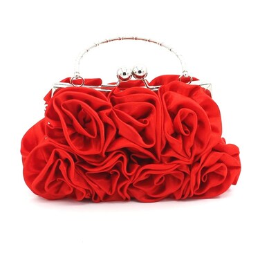 Women Evening Clutch Bag Floral Satin Small Purses with Detachable Strap for Wedding, Party, Prom