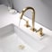Brushed Gold Bathroom Faucet, 8 Inch Brass Widespread Bathroom Sink Faucet 3 Holes, Two Handles Bathroom Sink Faucet with Pop-Up Drain &amp; Supply Lines, 110104-BG