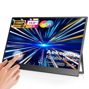 15.6" Touch Screen Portable Monitor,FHD 1080P USB C HDMI IPS External Touchscreen Monitor Display Screen for Laptop PC Phone Mac Xbox PS5/PS4 Switch