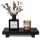 Small Wood Tray Pedestal Stand Farmhouse Bathroom Decor Decorative Wooden Riser Kitchen Soap Dish Holder for Vanity, Counter, Sink, 9" x 5.9" - Black