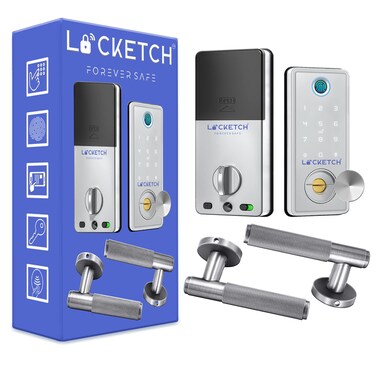 Locketch Deadbolt Smart Lock [ 4-in-1 ] Wi-Fi Keyless Entry Door Lock   Keypad   Fingerprint   Remote Access App   Door Lock Set with Direct Fit Installation