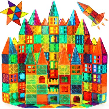 FNJO Magnetic Tiles, 110PCS Magnet Building Set, Magnetic Building Blocks,Construction STEM Learning and Playing Toys for Kids, Montessori Toy for Preschool Boys Girls Toddlers Classroom Must-Haves
