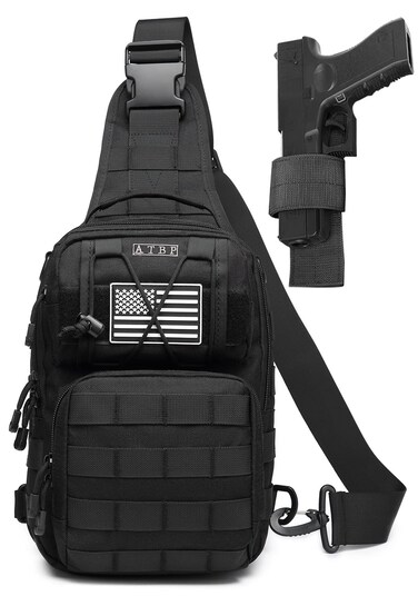 ATBP Tactical Sling Backpack Bag Pack for Men Military One Strap Shoulder Backpack Crossbody Bag With Holster 10 Liters