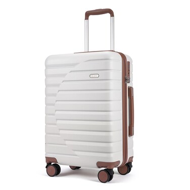 CLUCI Carry On Luggage with Spinner Wheels,Lightweight Hardside Suitcase PC Hardshell Luggage with TSA Lock,20" Carry-On(Beige)