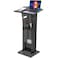 KSacry Acrylic Clear Black Podium Stand with Storage Shelf,Plexiglass Pulpits for Churches,Conference,Speeches,Weddings,Classroom,Professional Presentation Podiums (23.6" L X 17.7" W X 43" H, Black)