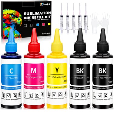 Sublimation Ink Refilled for ET-2800 ET-2803 WF-7210 WF-7720 ET-4700 ET-2760 ET-2850 ET-15000 ET2720 WF7710 ET-4800 ET2650 ET2750 WF2750 WF3620 Printer(BK*2 C*1 M*1 Y*1 All 5 Packs)