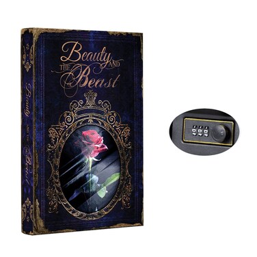 Fake Book Box - Small Safe Box with Combination Lock - Hidden Safe in Plain Sight - Diversion Safes - Secret Safes (Beauty Beast) (X-Large)