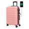 AnyZip Suitcase Hardside PC ABS Lightweight USB Luggage with Wheels TSA Lock Checked-Medium 24 Inch Pink