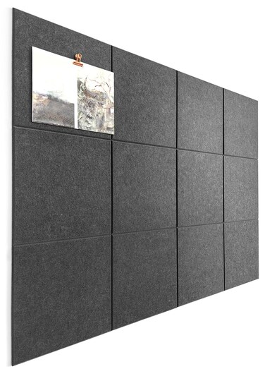Black Cork Board 47"x35" - 12 Pack Felt Wall Tiles with Safe Removable Adhesive Tabs, Large Cork Board 48 x 36 inches for Office Large Cork Boards for Walls 72 x 48 - Gray Black