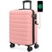 AnyZip Carry On Luggage 21" Hardside PC ABS Lightweight USB Suitcase with Wheels TSA Lock for kids Pink