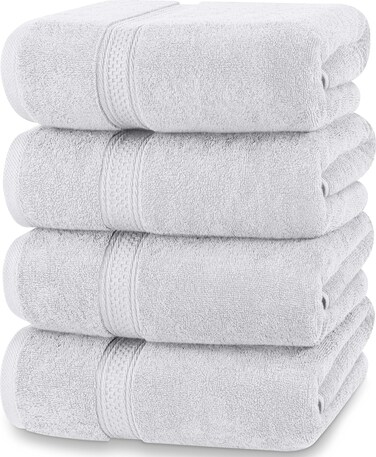 Utopia Towels 4 Pack Premium Bath Towels Set, (27 x 54 Inches) 100% Ring Spun Cotton 600GSM, Lightweight and Highly Absorbent Quick Drying Towels, Perfect for Daily Use (Silver)