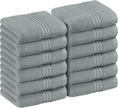Utopia Towels 12 Pack Premium Wash Cloths Set, 12 by 12 Inches, 100% Cotton Ring Spun, Highly Absorbent and Soft Feel Washcloths for Bathroom, Spa, Gym, and Face, Cool Grey