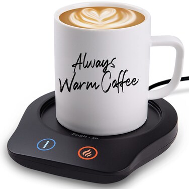 Stainless Steel 2/4/8-Hour Desk Mug Warmer - Coffee Cup Heating Plate with Auto-Shut Off &amp; 5 High Temp Settings - 50W Fast Heating