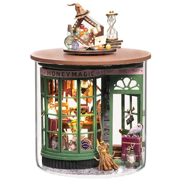 Spilay Dollhouse DIY Miniature Wooden Furniture Kit,Mini Handmade Doll House Model with Dust Cover &amp; LED,1:24 Scale Creative Woodcrafts Toys for Adult Friend Lover Birthday Gift B48