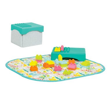 Infantino Super Soft 1st Building Blocks Activity Station, Easy-to-Hold for Babies &amp; Toddlers, BPA-Free, Multi-Colored, 22-Piece Set with Storage Box and Mat