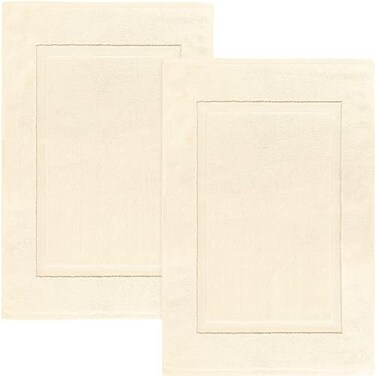 Utopia Towels Cotton Banded Rug, Bath Mats, Not a Bathroom Rug, 21 by 34 Inches, 100% Ring Spun Cotton, Highly Absorbent Shower Bathroom Floor Mat, Ivory, 2 Pack