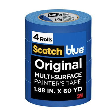 ScotchBlue Original Multi-Surface Painters Tape, 2 Inch Wide (1.88 in. x 60 Yds) 4 Rolls, Blue Paint Tape Protects Surfaces and Removes Easily, Masking Tape for Indoor and Outdoor Use (2090-48UR4-A)